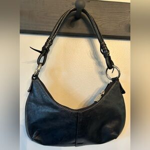 Prune Vintage Black Leather Shoulder Bag